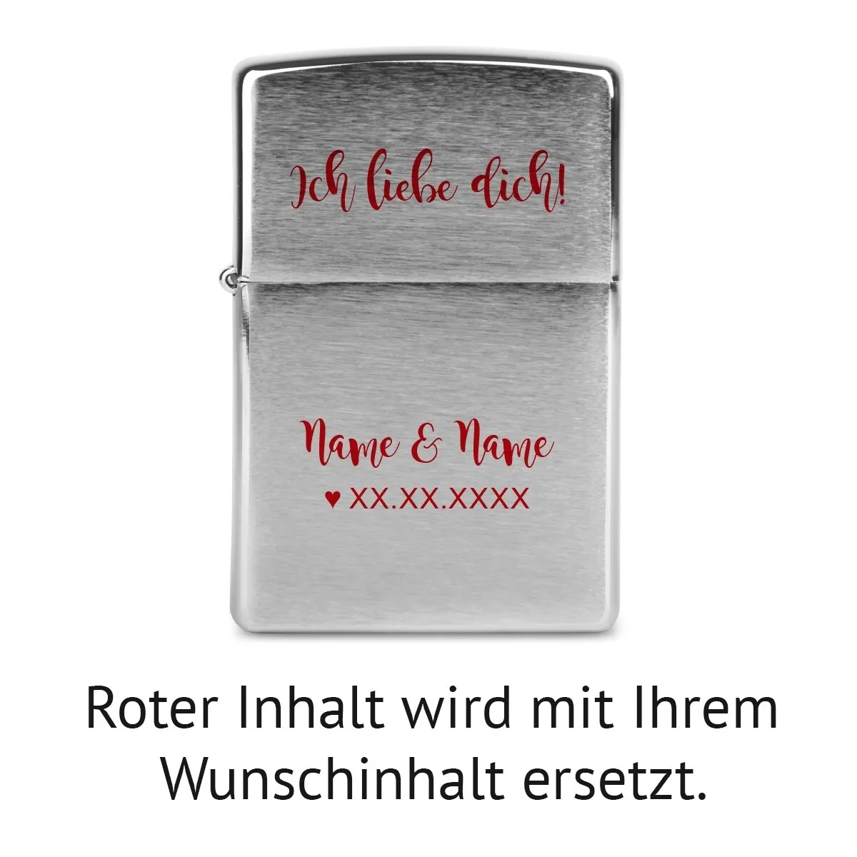 Zippo Sturmfeuerzeug Chrom - Ich liebe dich