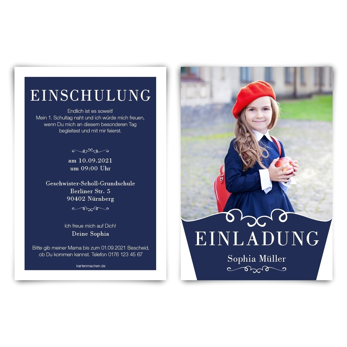 Einschulung Einladungskarten - Royal Blue