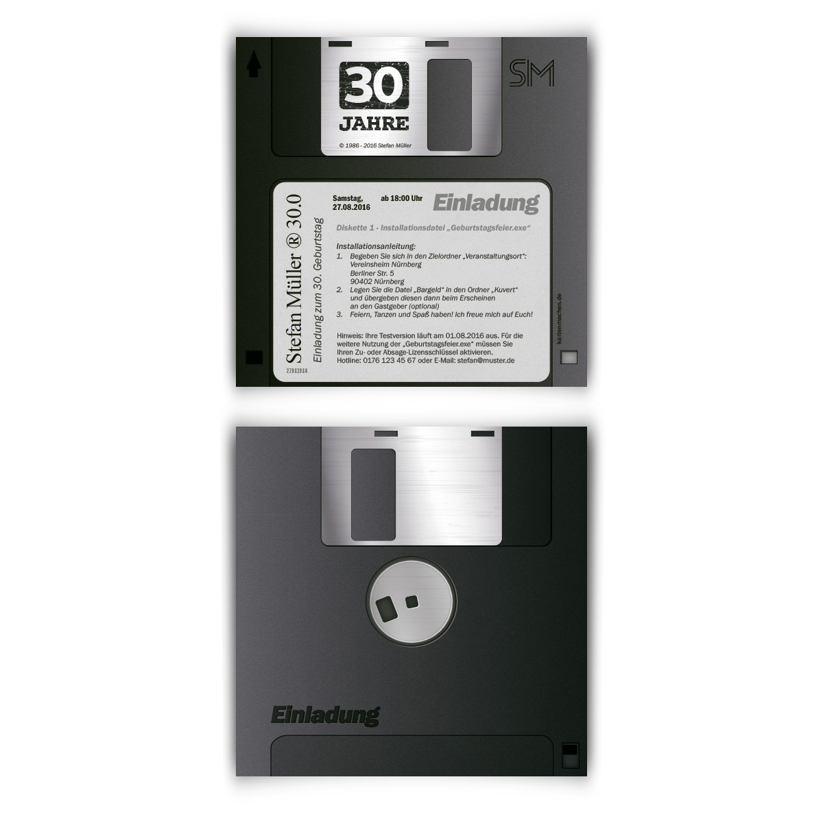 Einladungskarten als Diskette