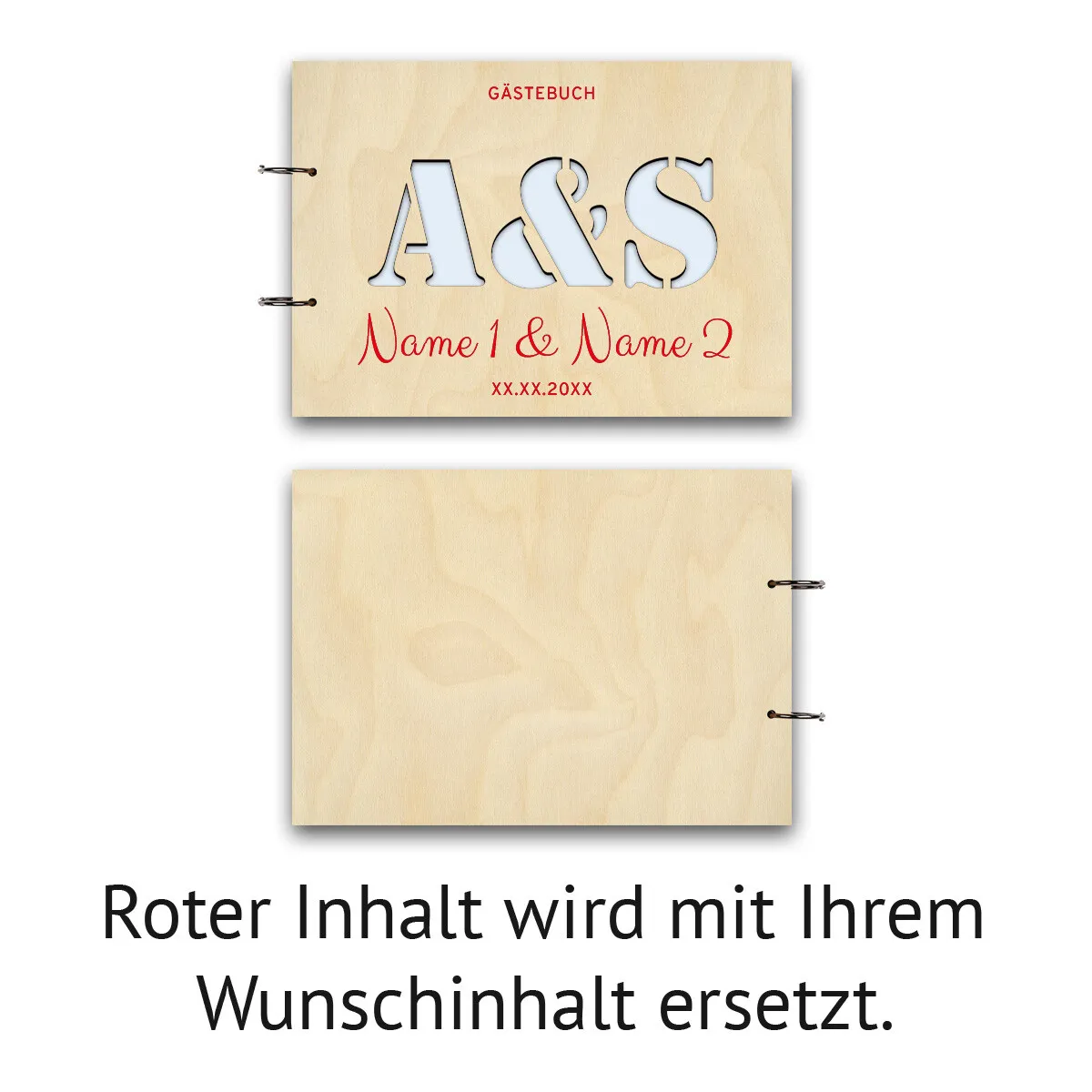 Personalisiertes Hochzeit Gästebuch A4 - Initialen als Stanze