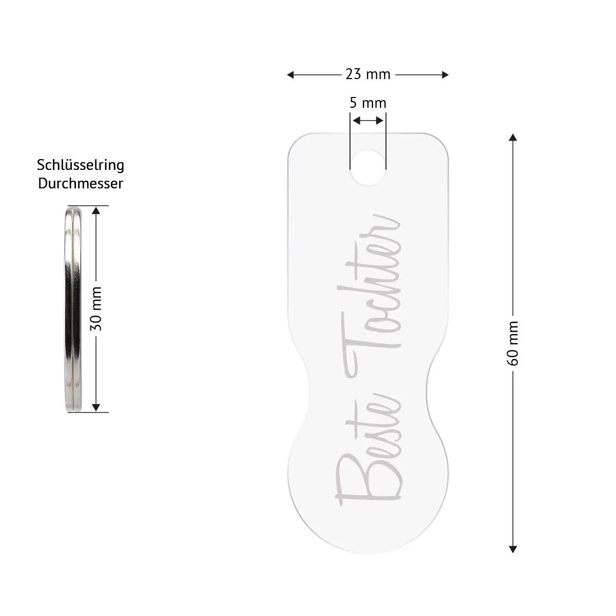 Acrylglas Schlüsselanhänger mit Einkaufswagenlöser - Beste Tochter