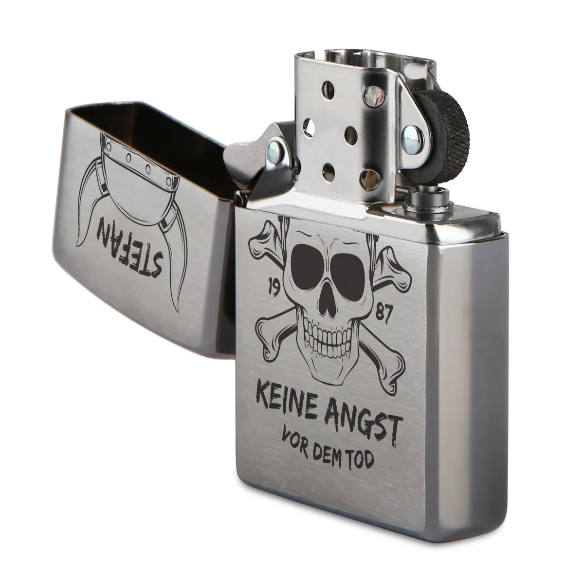 Zippo Sturmfeuerzeug Chrom - Wikinger Totenkopf