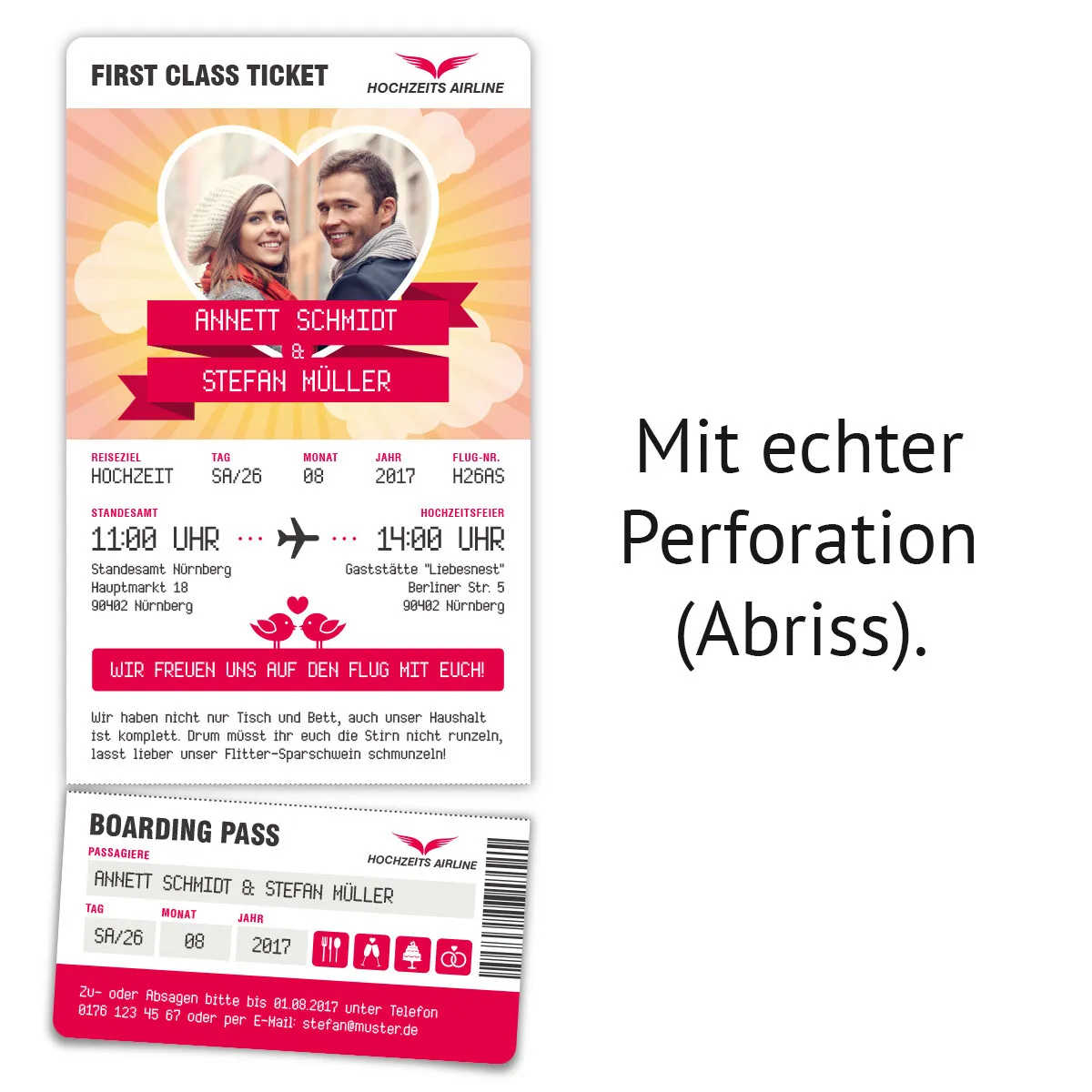 Hochzeit Einladungen - First Class Flugticket