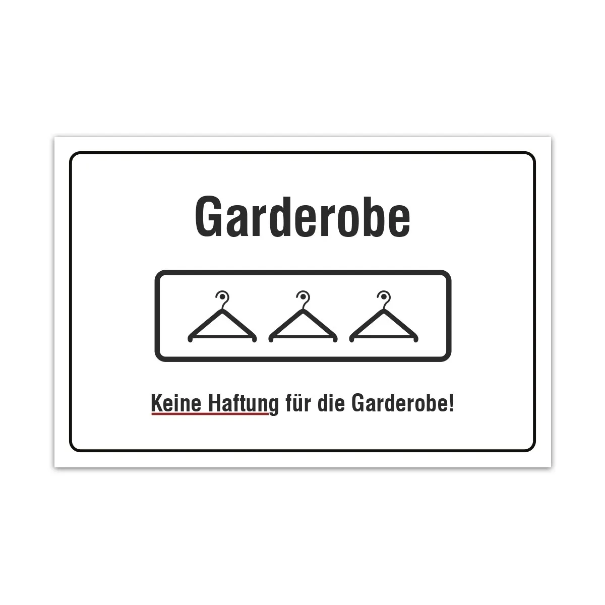 Aluverbund Schild - Garderobe