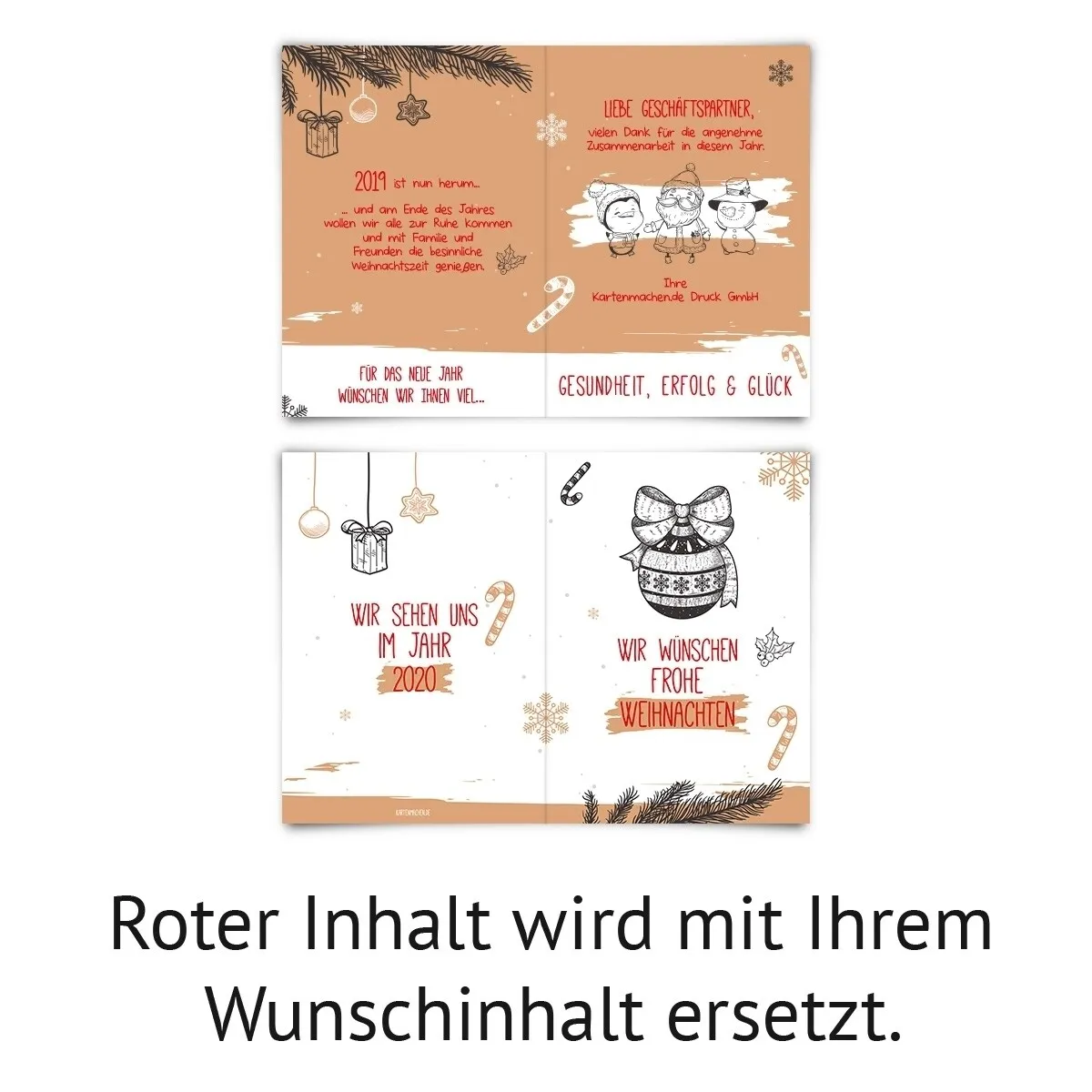 Firmen Weihnachtskarten - Comic Weihnachtskugel