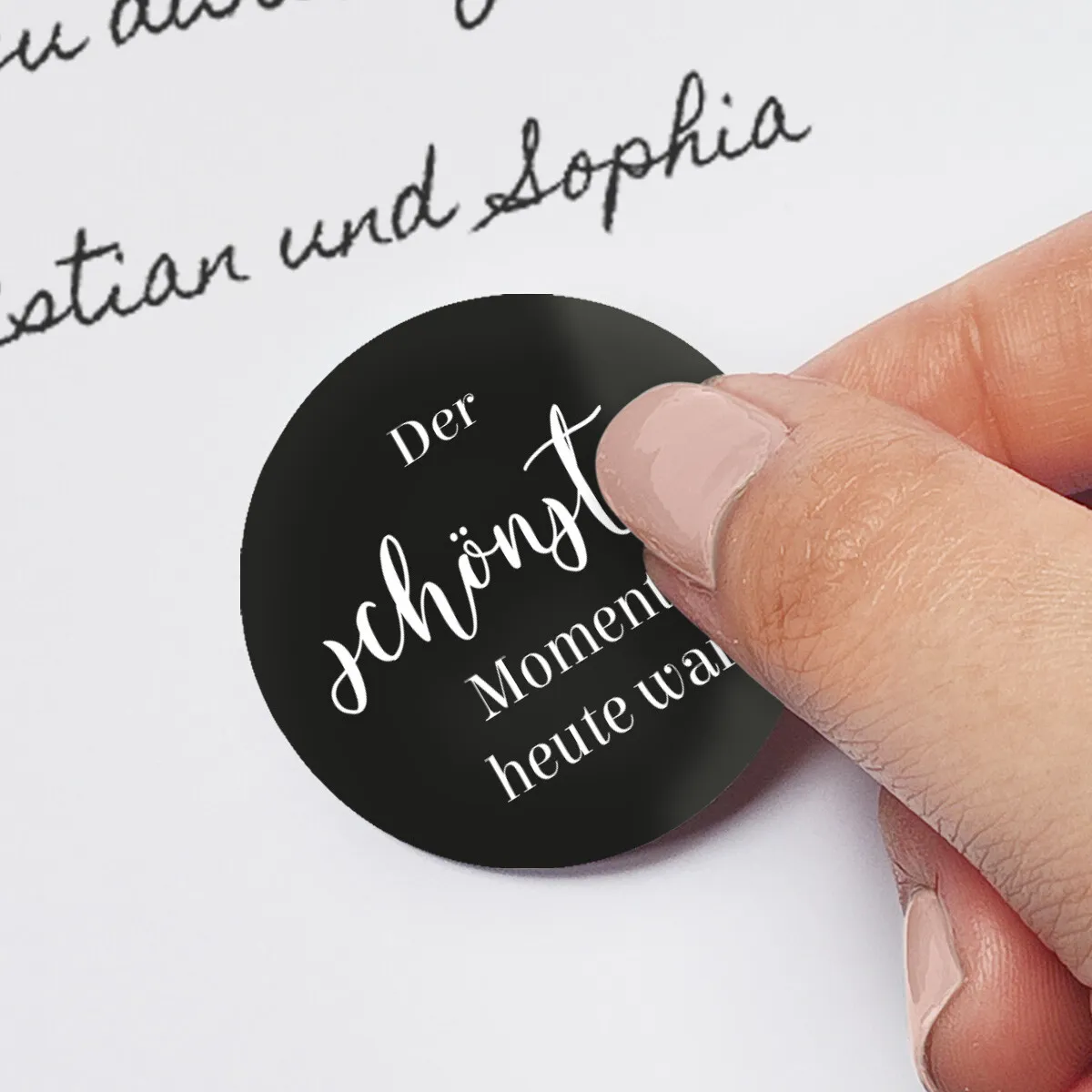 Hochzeit Gästebuch Sticker 40 Fragen - Schwarz