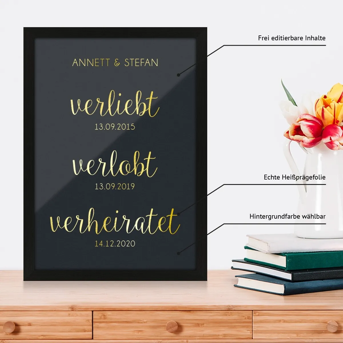 Personalisiertes Kunstdruck Poster mit Heißfolienprägung - Verlobt