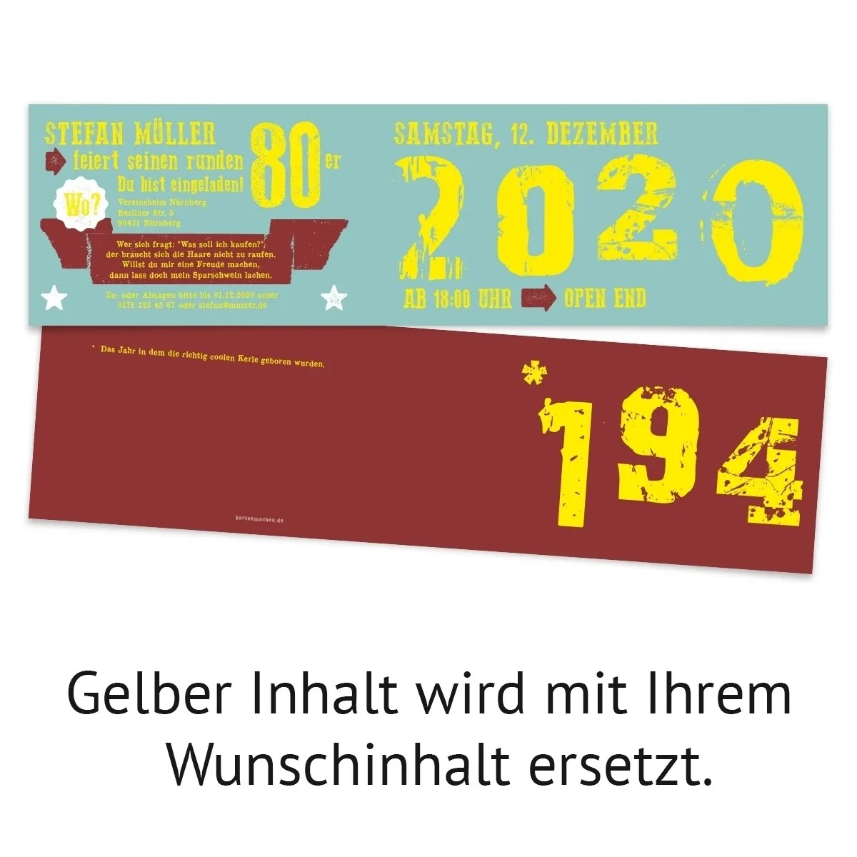 Einladungen runder Geburtstag 80 Jahre - Retro Geburtsjahr