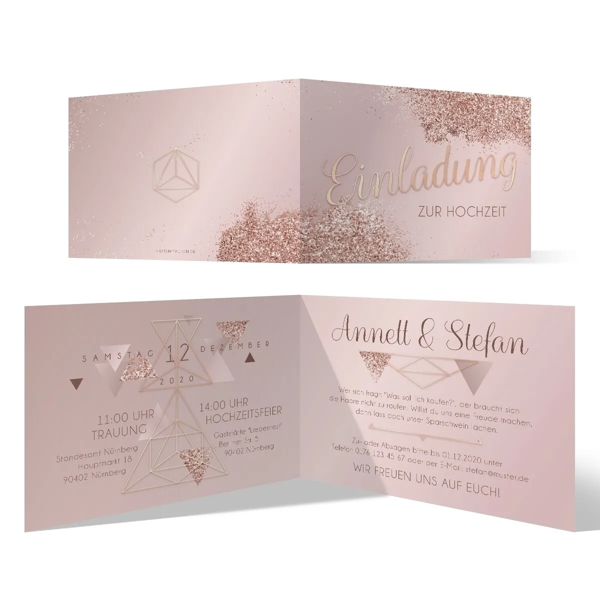 Hochzeitseinladungen - Rosegold Design