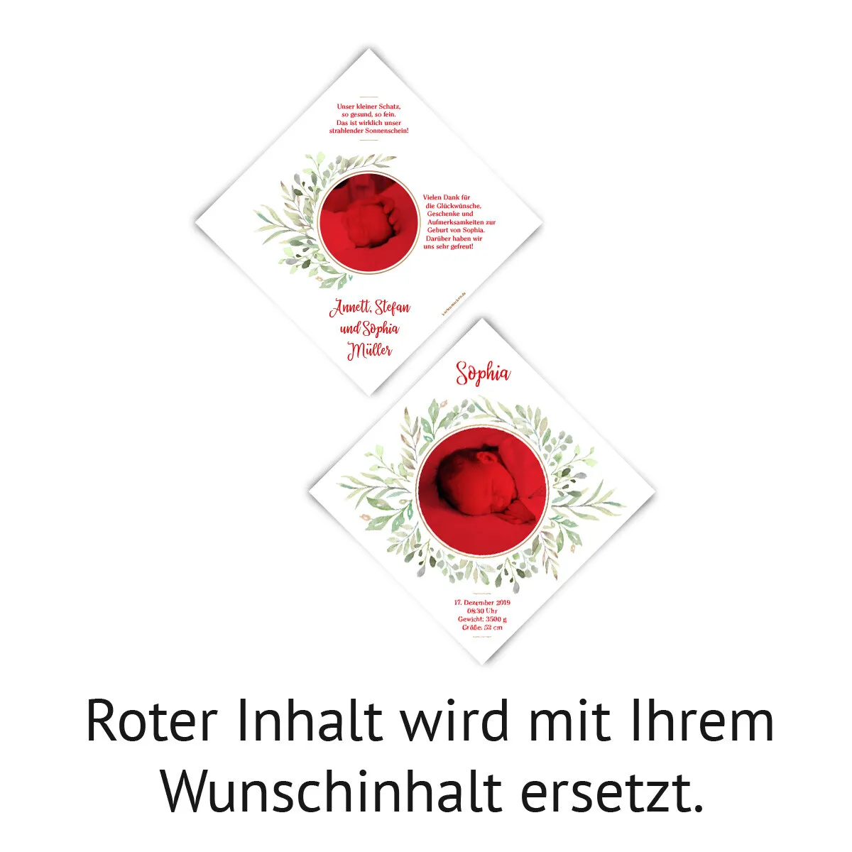 Geburtskarten - Blätterkranz