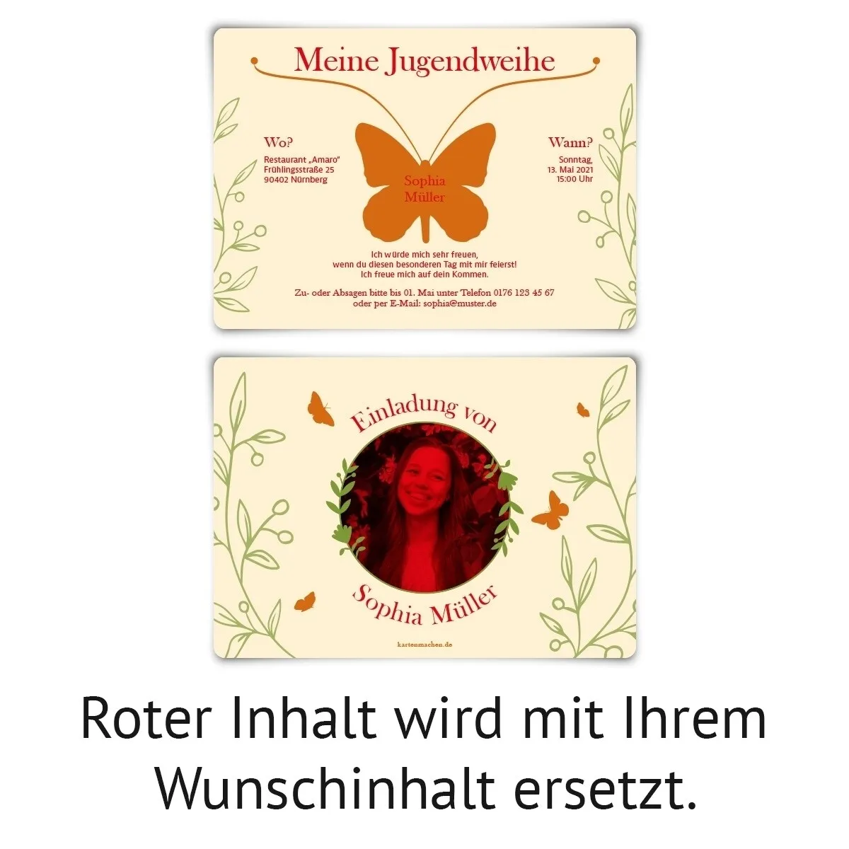 Jugendweihe Einladungskarten - Schmetterling