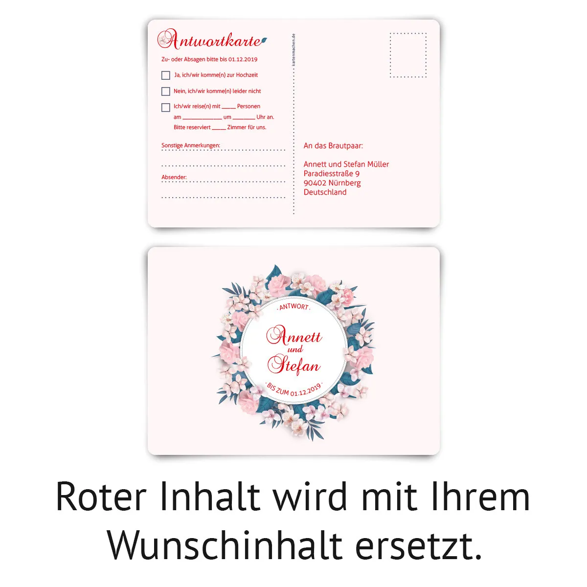 Hochzeit Antwortkarten - Blumenromantik