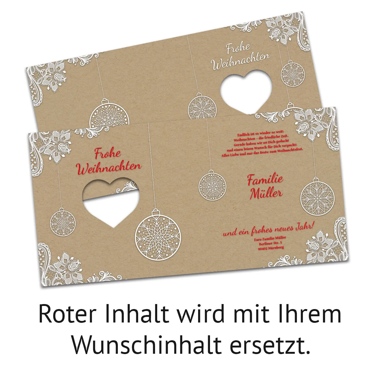 Lasergeschnittene Private Weihnachtskarten - Rustikal Kraftpapier