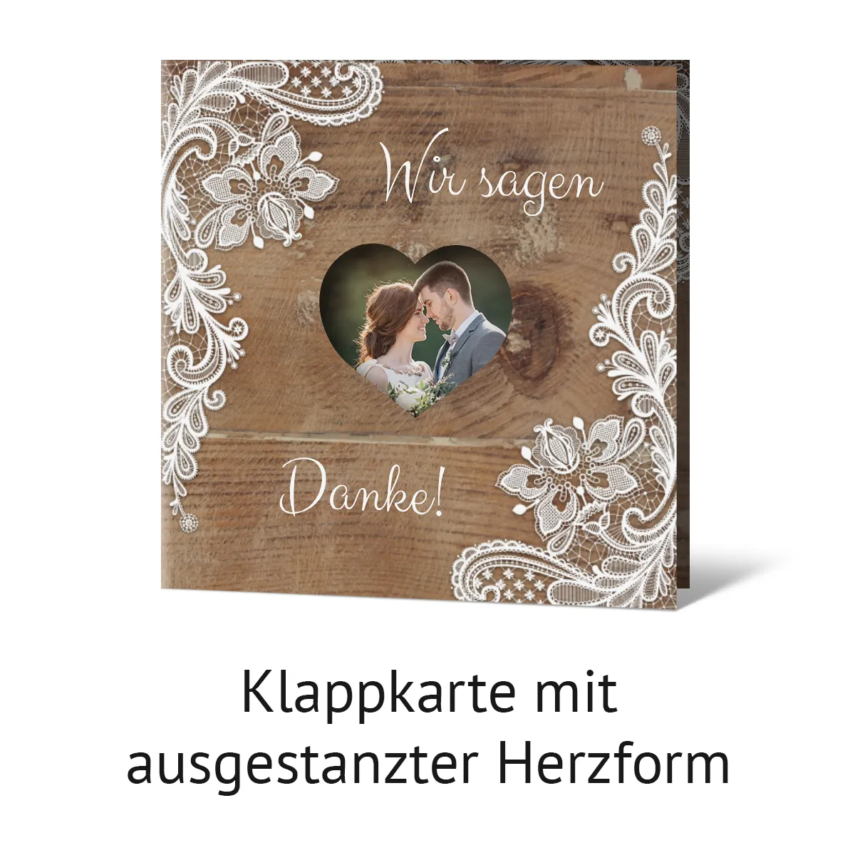 Lasergeschnittene Hochzeit Danksagungskarten - Rustikal mit weißer Spitze