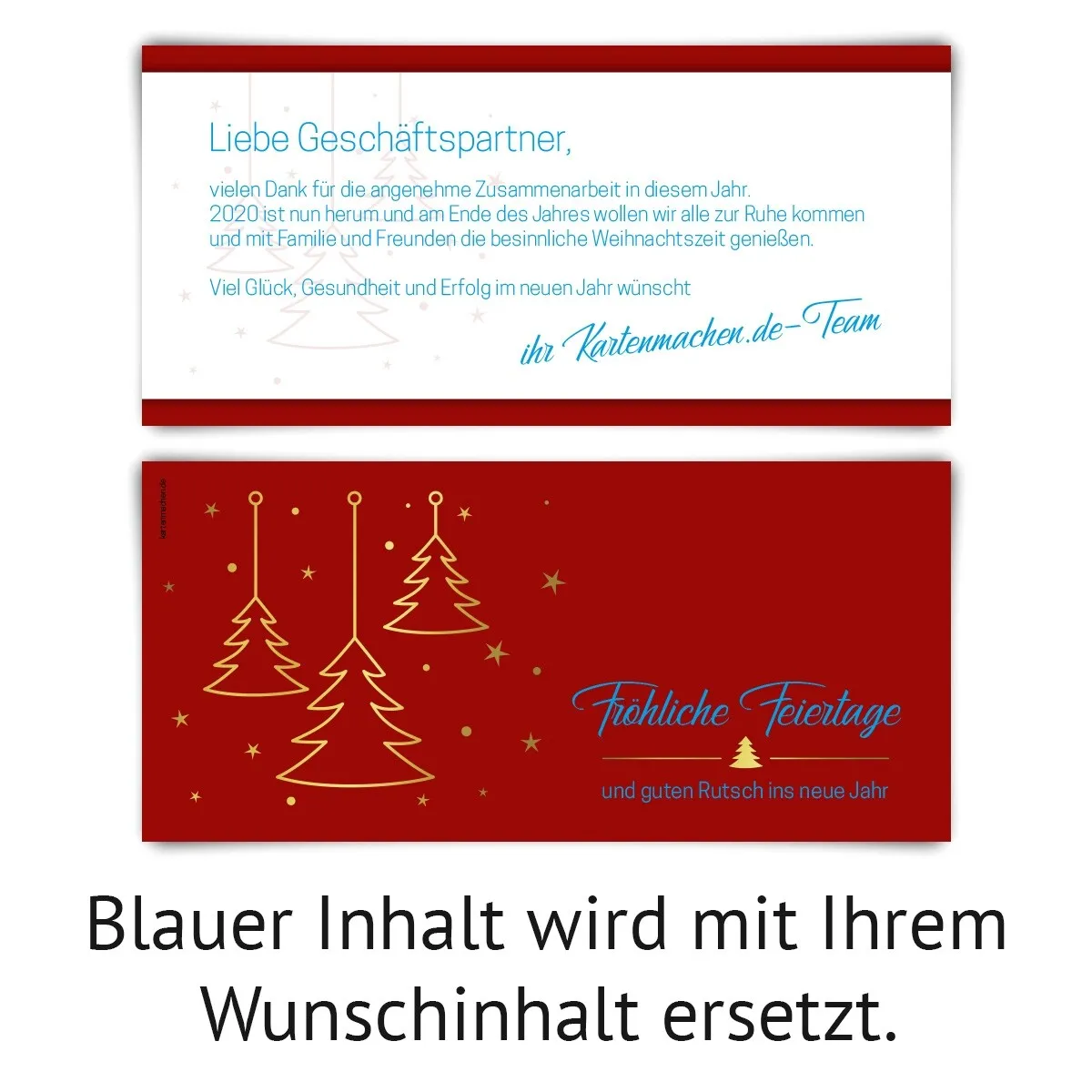 Firmen Weihnachtskarten mit Gold Heißfolienprägung - Tannenglück