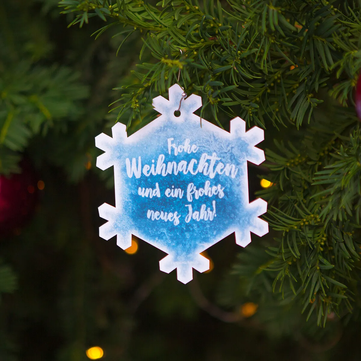 Lasergeschnittene Firmen Weihnachtskarten - Schneeflocke Fotoreal in Blau