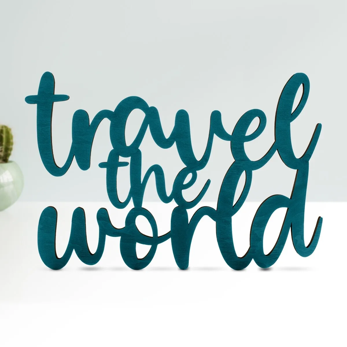 Holz Schriftzug Deko - Travel the World