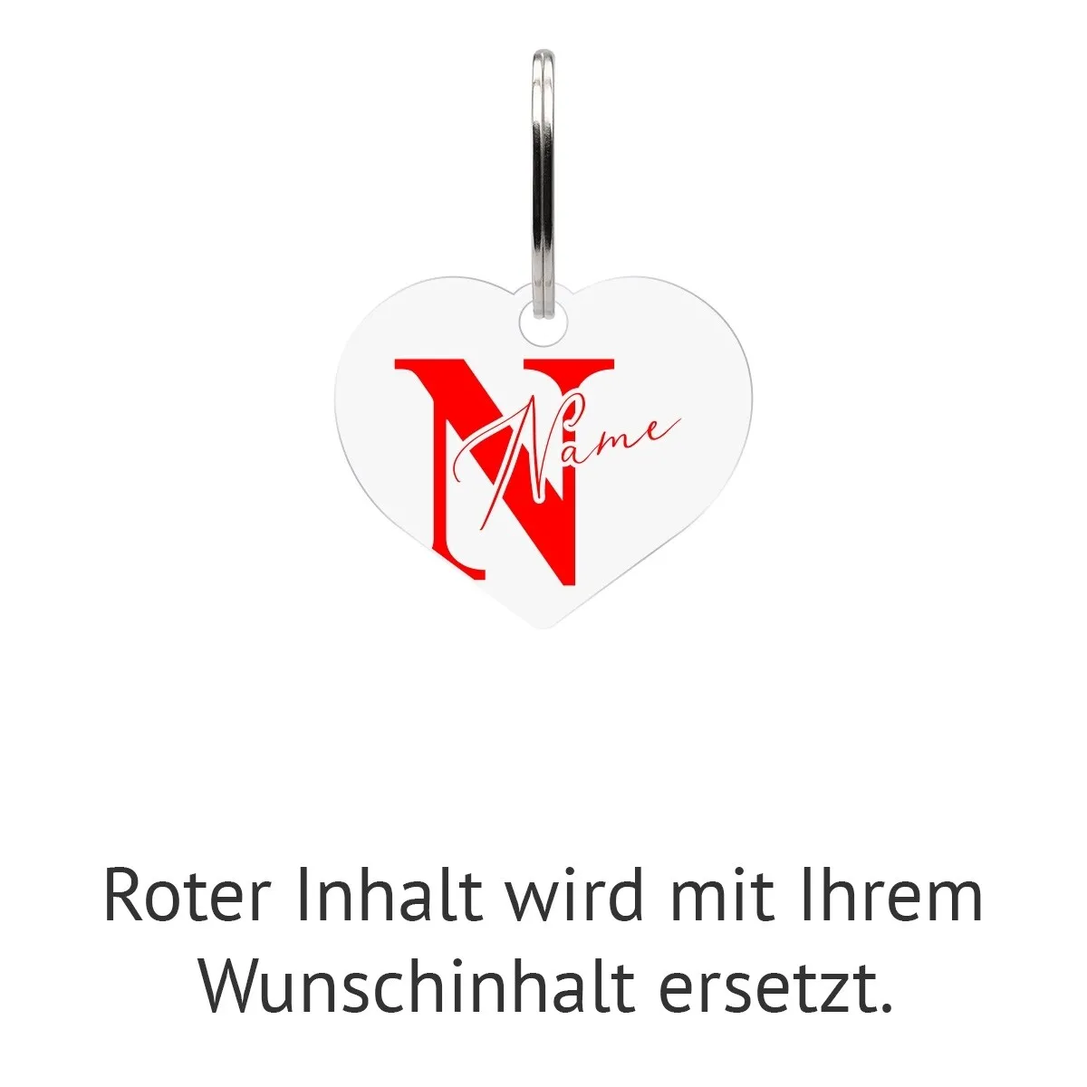 Personalisierter Acrylglas Schlüsselanhänger als Herz - Elegante Initialen