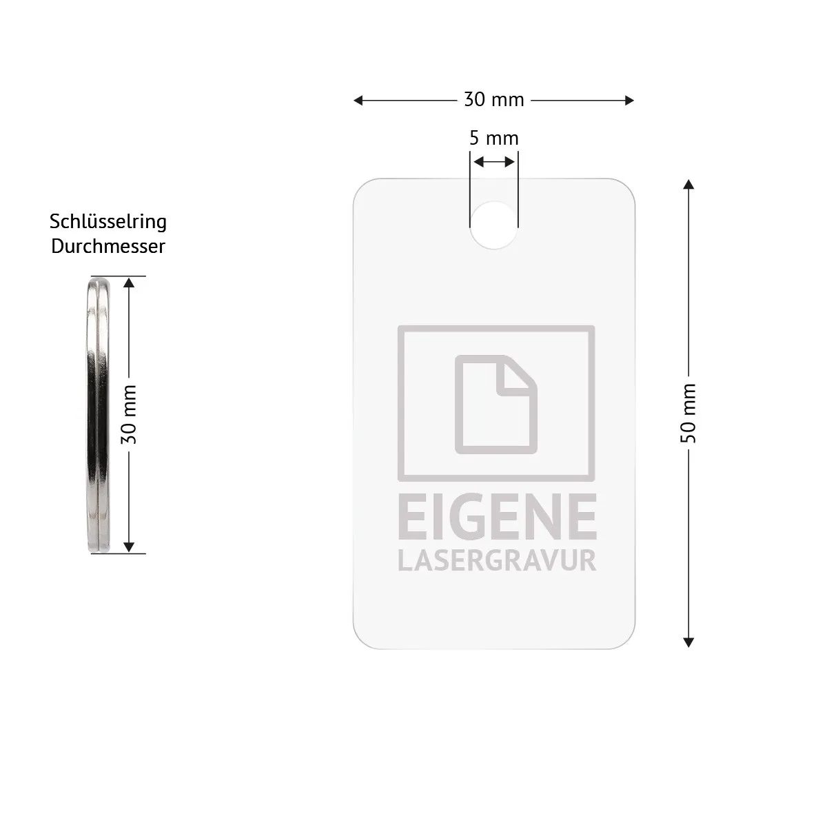 Personalisierter Acrylglas Rechteck Schlüsselanhänger - Eigene Gravurdatei hochladen