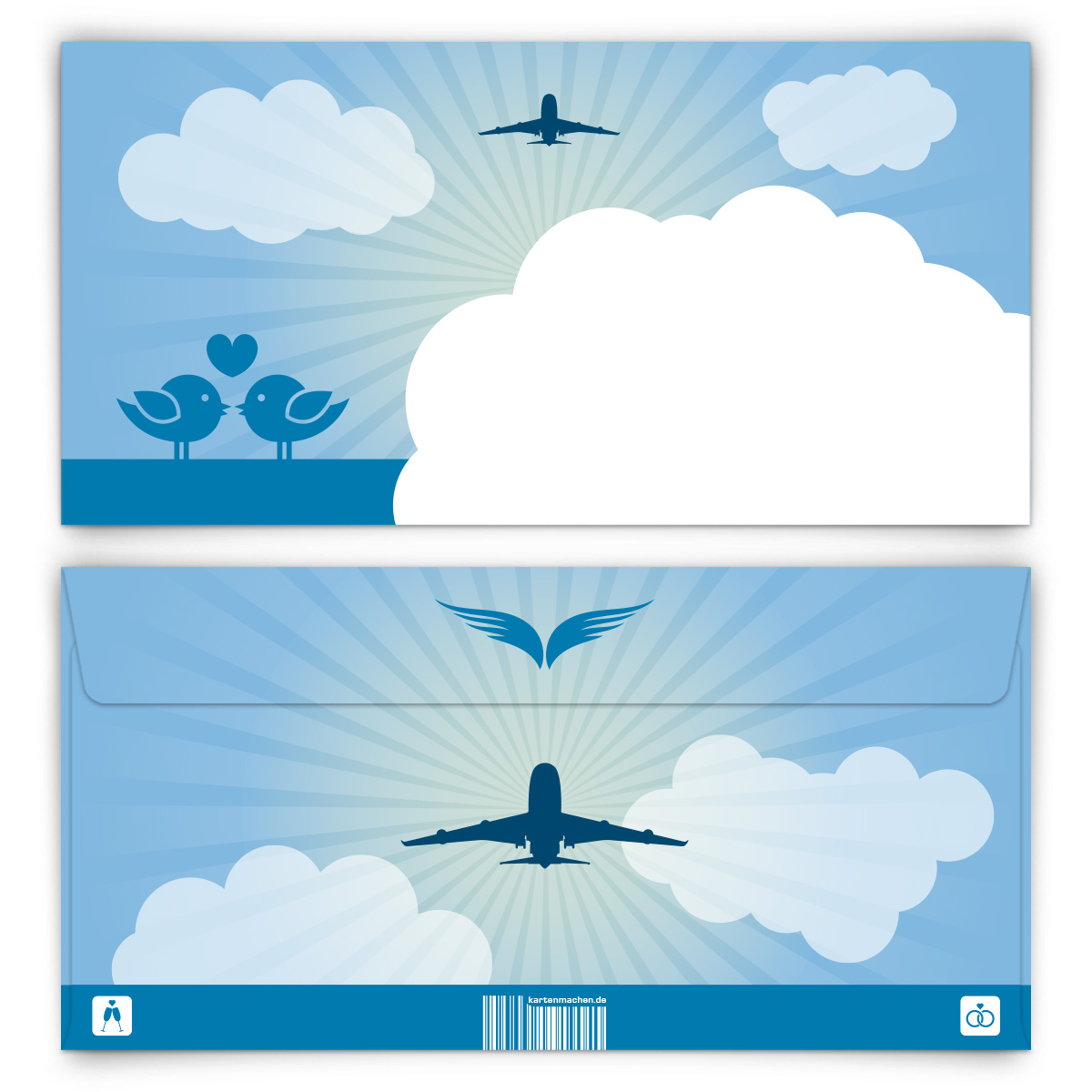 Briefumschläge - First Class Flugticket in Blau - DIN Lang 220 x 110 mm