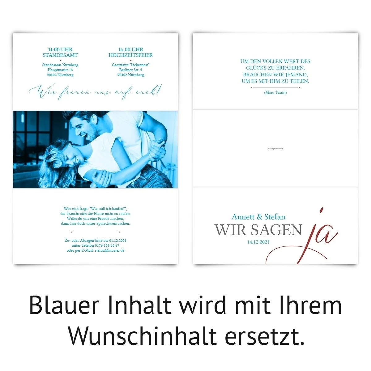 Hochzeitseinladungen DIN Lang Wickelfalz - Wir sagen Ja