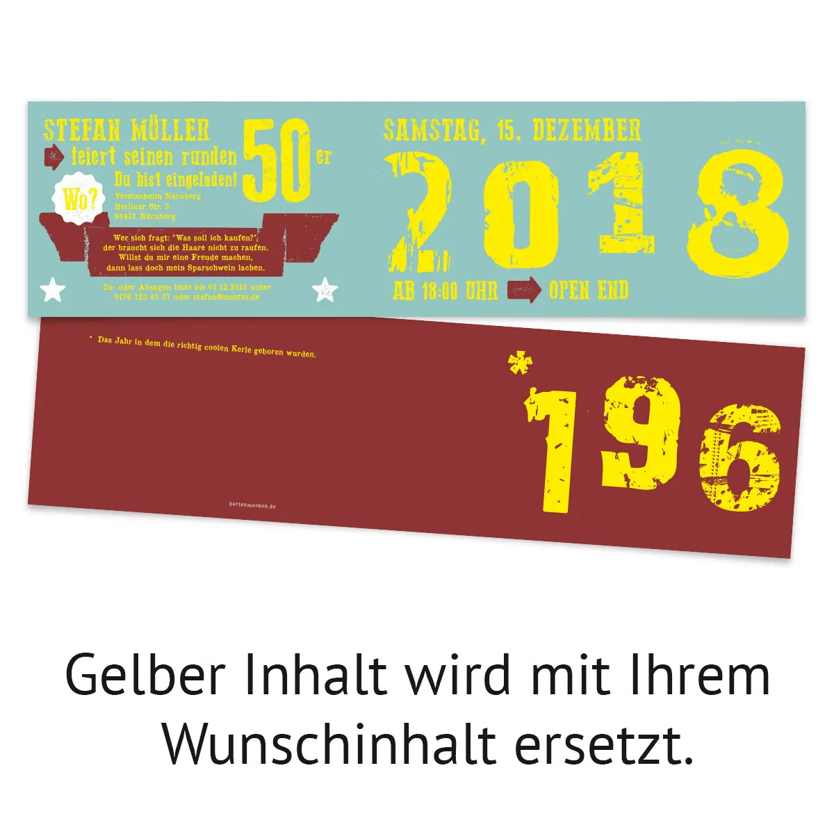 Einladungen runder Geburtstag 50 Jahre - Retro Geburtsjahr