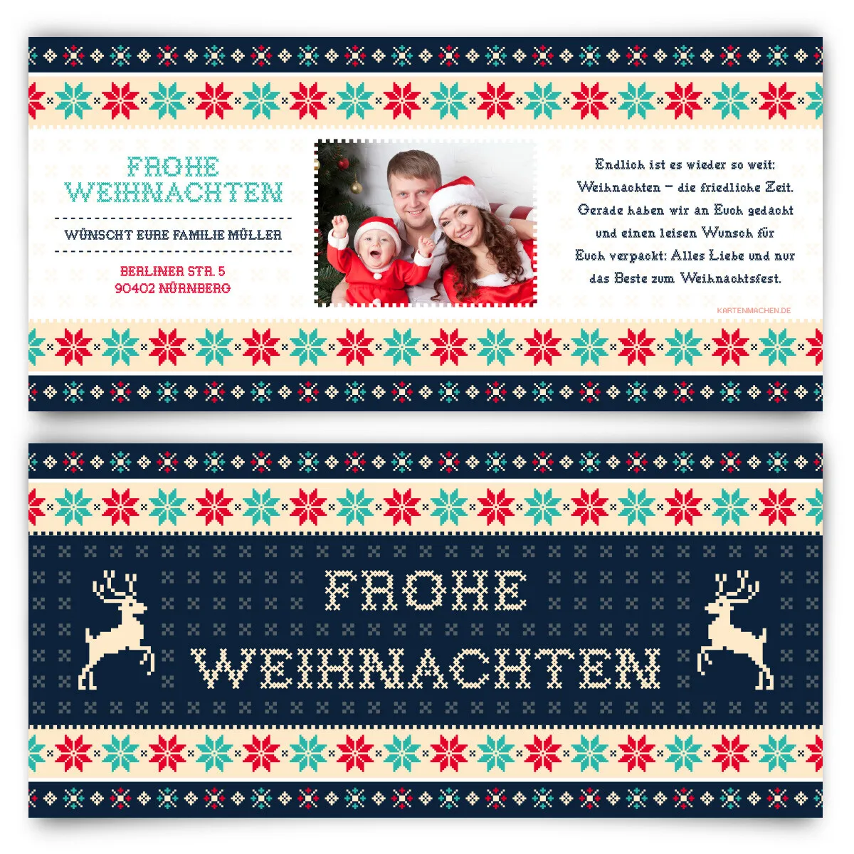 Weihnachtskarten - Weihnachtspullover in Blau