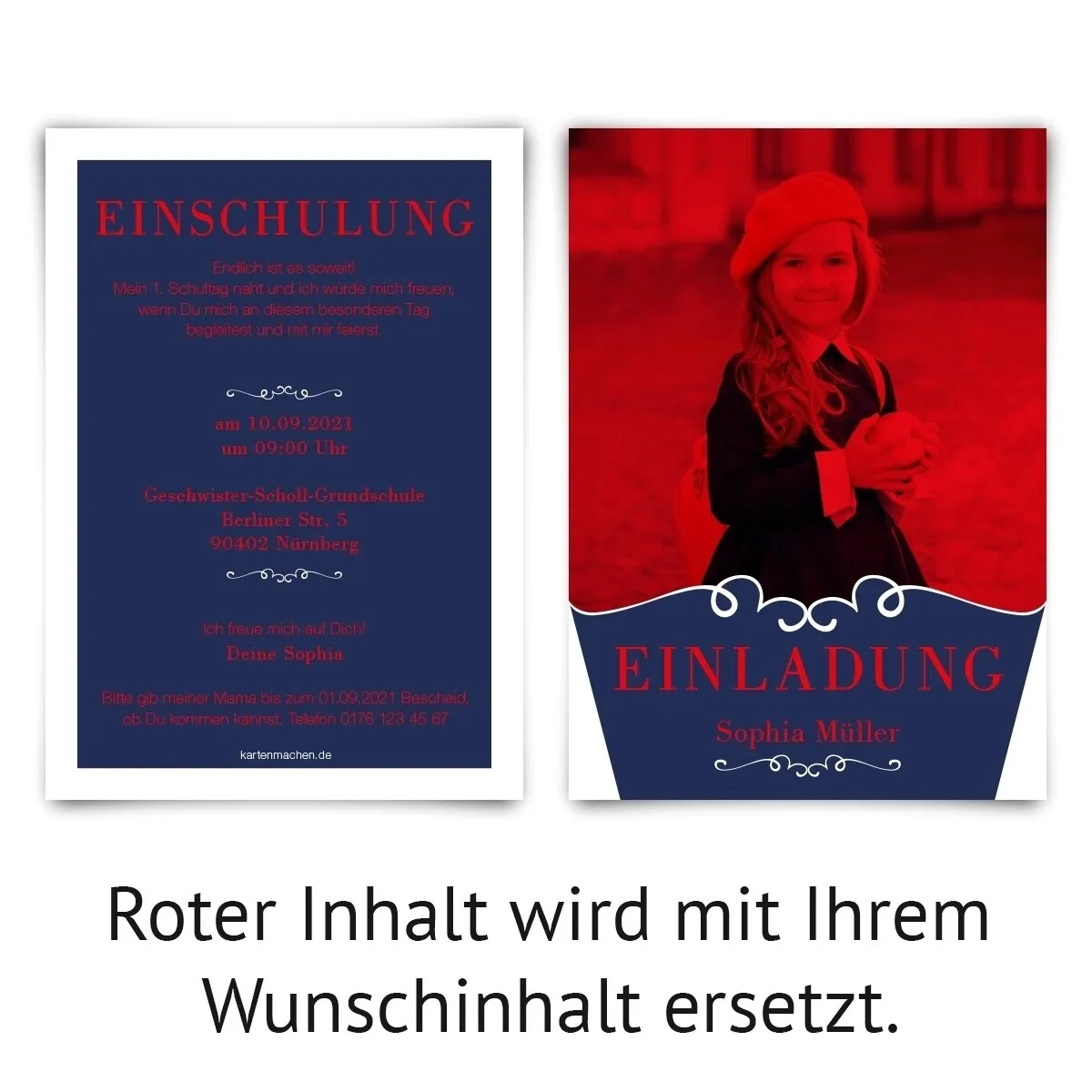 Einschulung Einladungskarten - Royal Blue