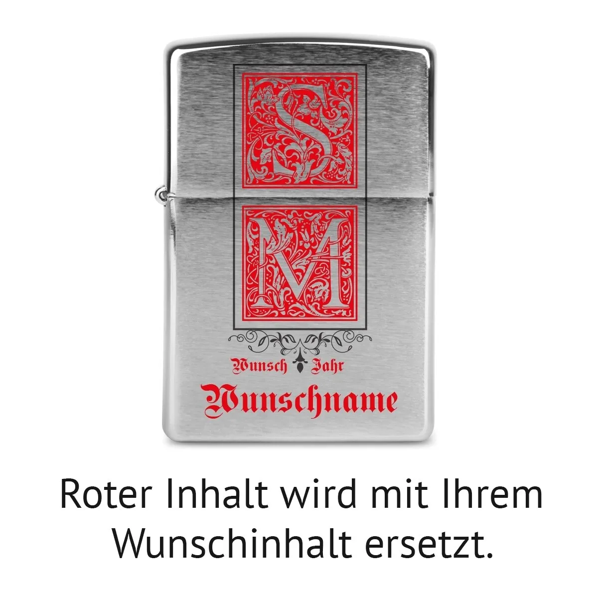 Zippo Sturmfeuerzeug Chrom - Verzierte Initialen