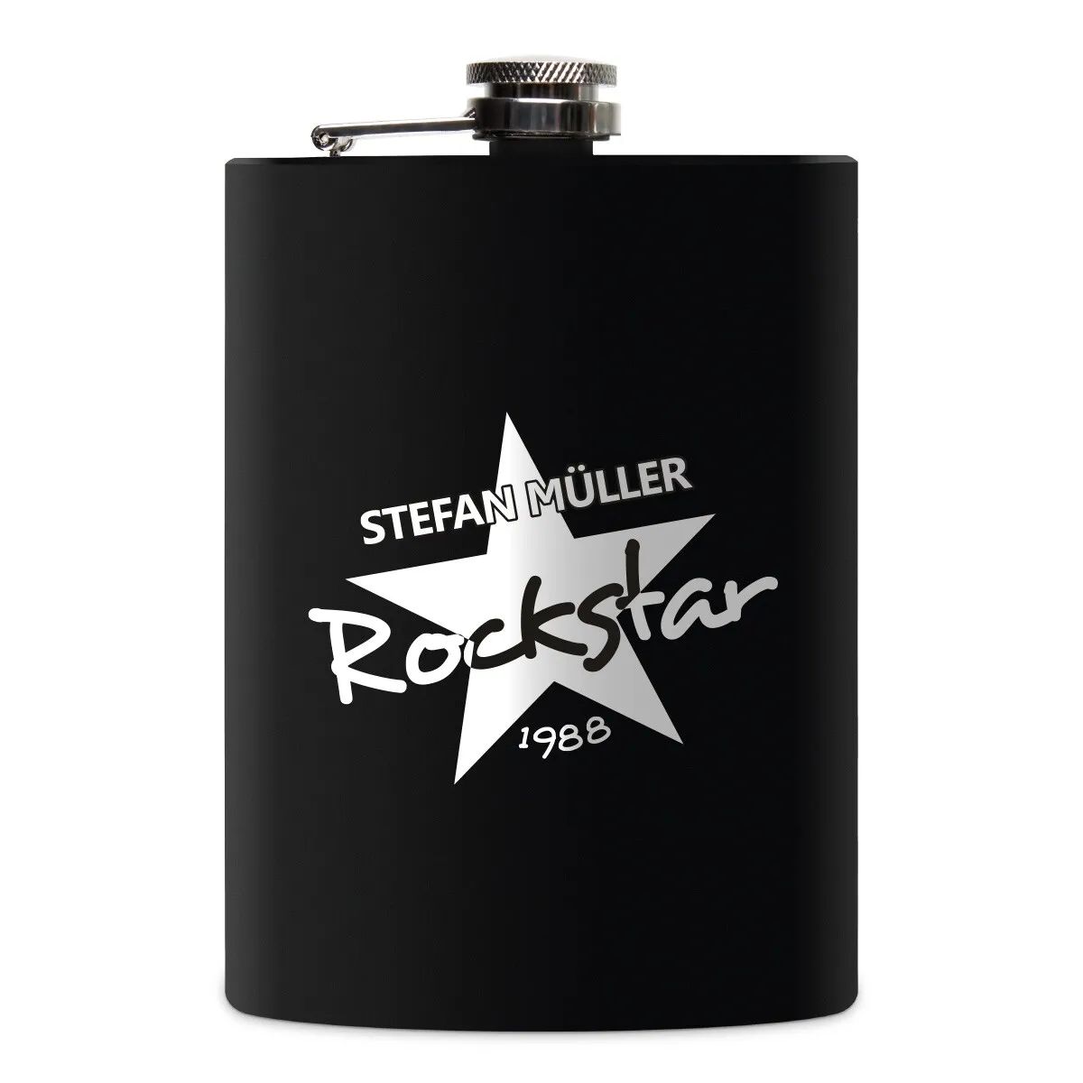 Flachmann 237 ml Schwarz Matt - Rockstar