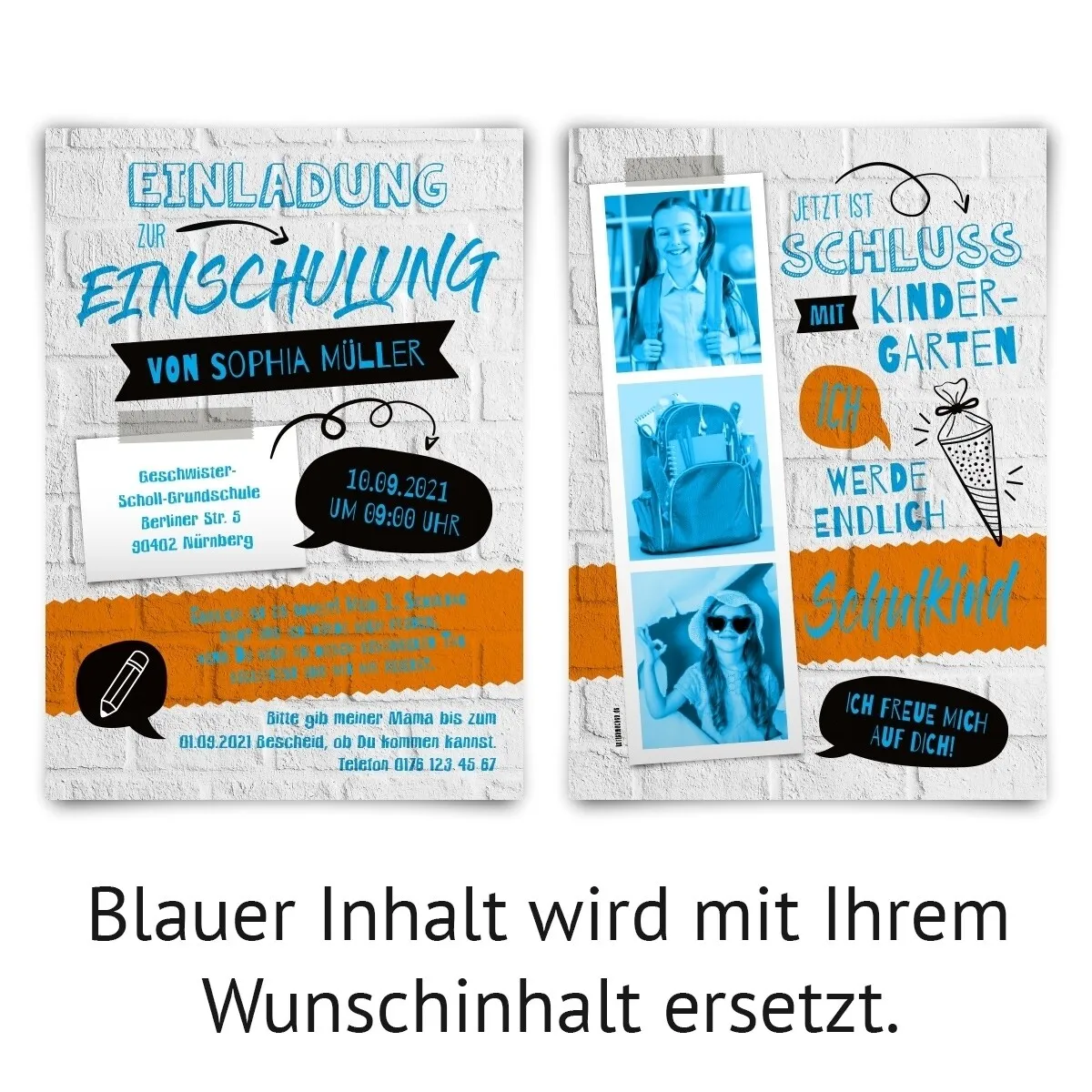 Einschulung Einladungskarten - endlich Schulkind