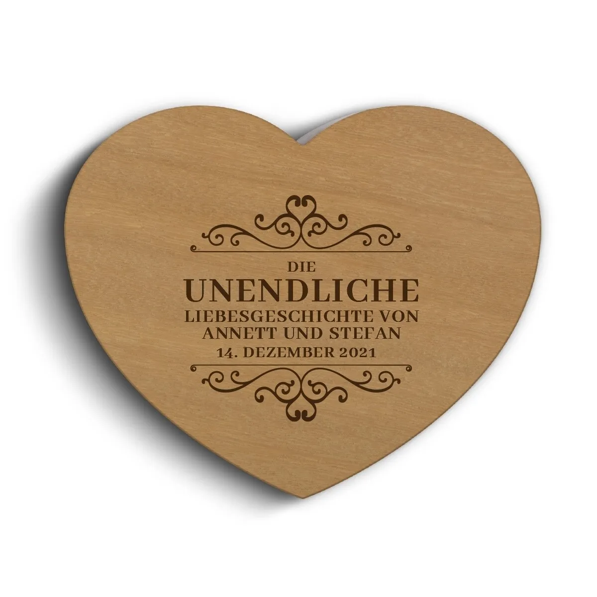 Hochzeit Herz Ringbox Garapa Holz - Liebesgeschichte