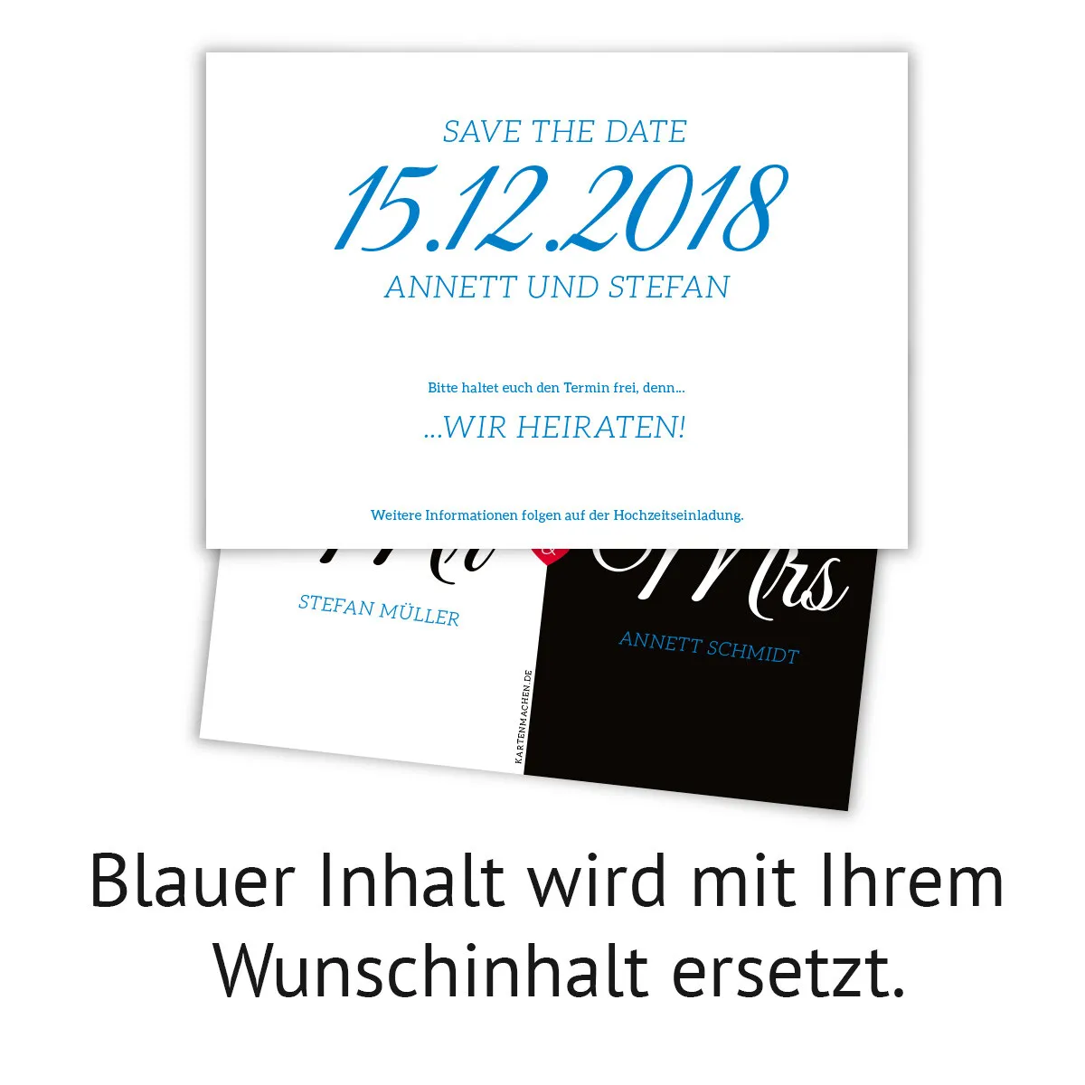 Hochzeit Save the Date Karten - Mr. & Mrs.