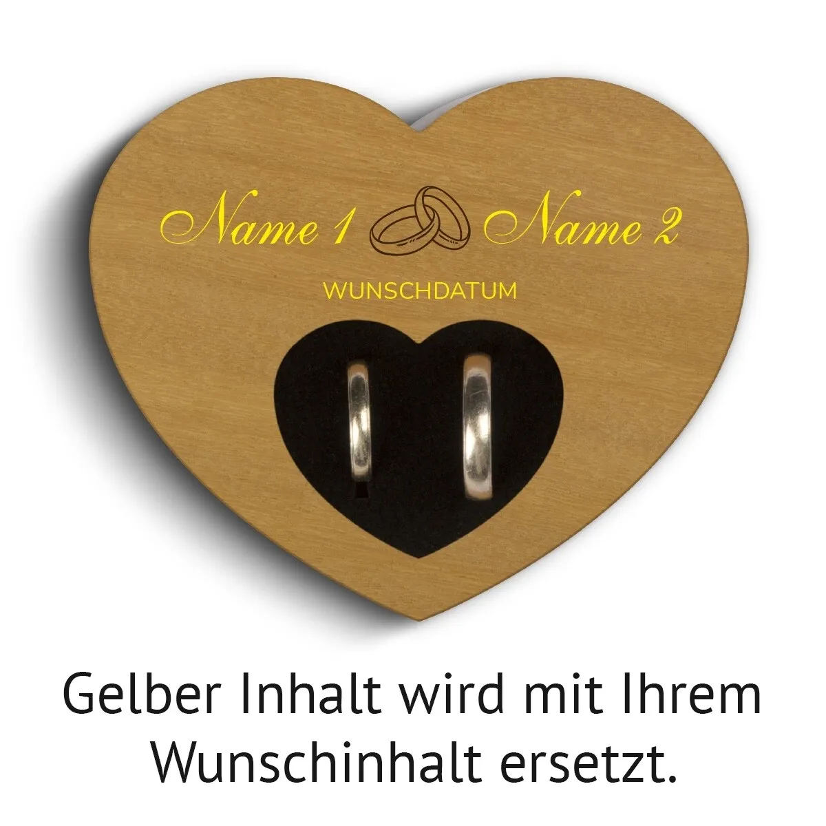 Hochzeit Herz Ringkissen Garapa Holz - Ringe