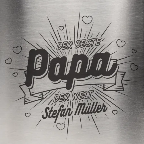 Individuelles Geschenk für Papa, z. B. als Flachmann aus Edelstahl lasergraviert