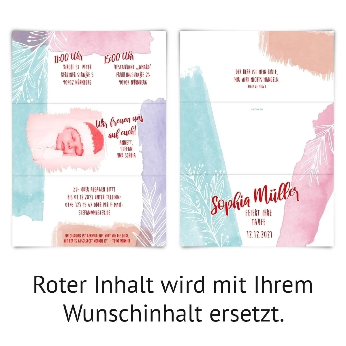 Einladungskarten zur Taufe - Aquarell Segen