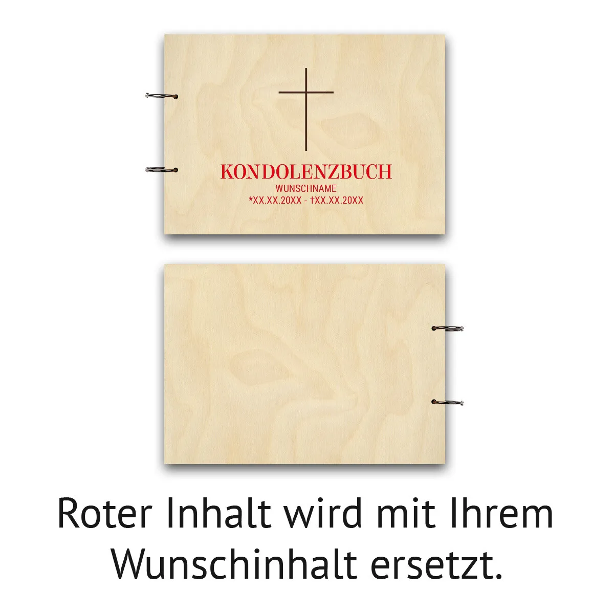 Personalisiertes Kondolenzbuch A4 - Kreuz