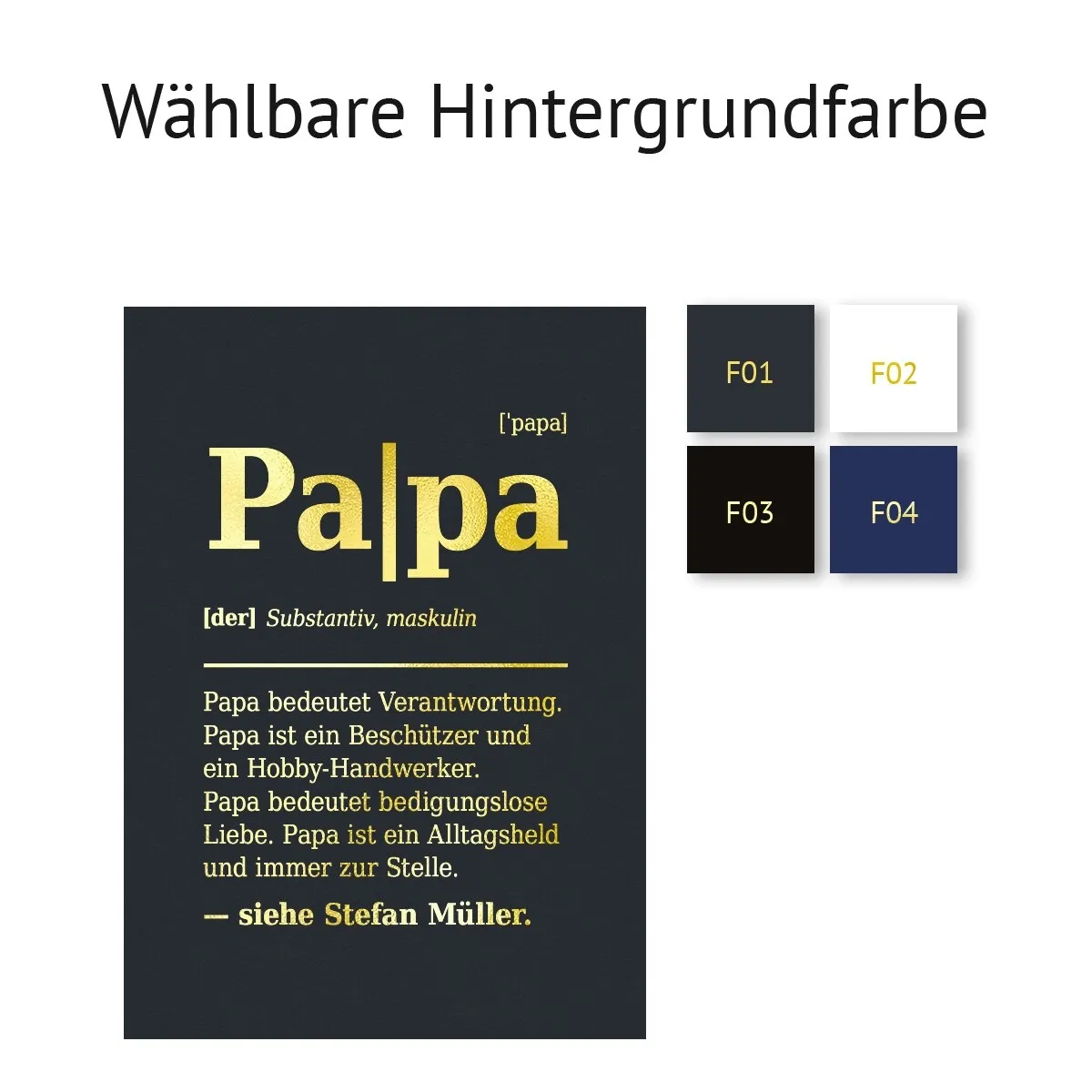 Personalisiertes Kunstdruck Poster mit Heißfolienprägung - Papa Definition