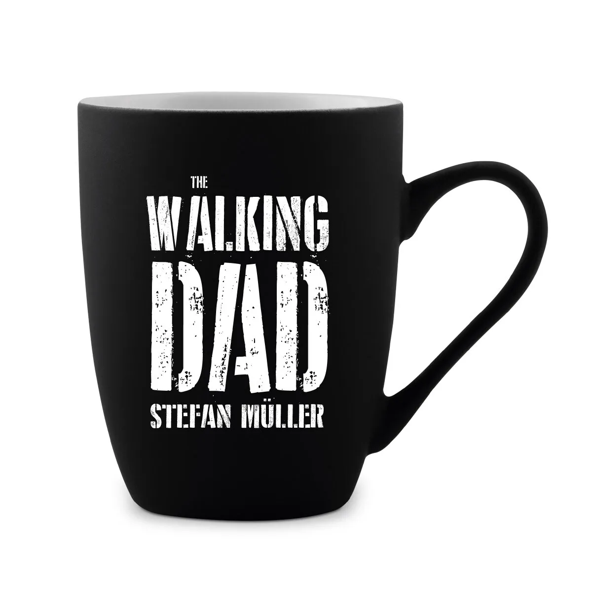 Tasse 300 ml Keramik gummiert Schwarz - Walking Dad