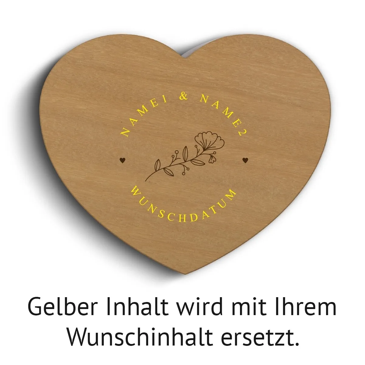 Hochzeit Herz Ringbox Garapa Holz - Blume