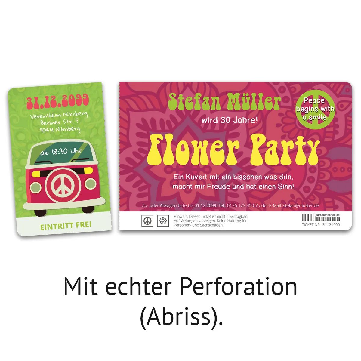 Geburtstag Einladungskarten - 70er Jahre Flower Party Ticket