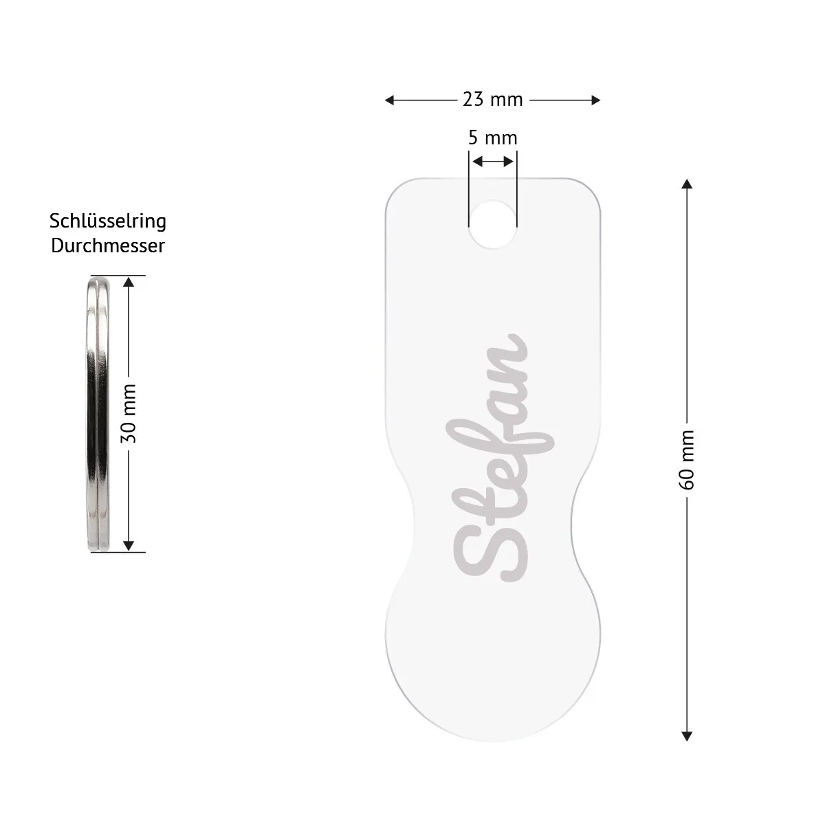 Personalisierter Acrylglas Einkaufswagenlöser Schlüsselanhänger - Schriftzug Name