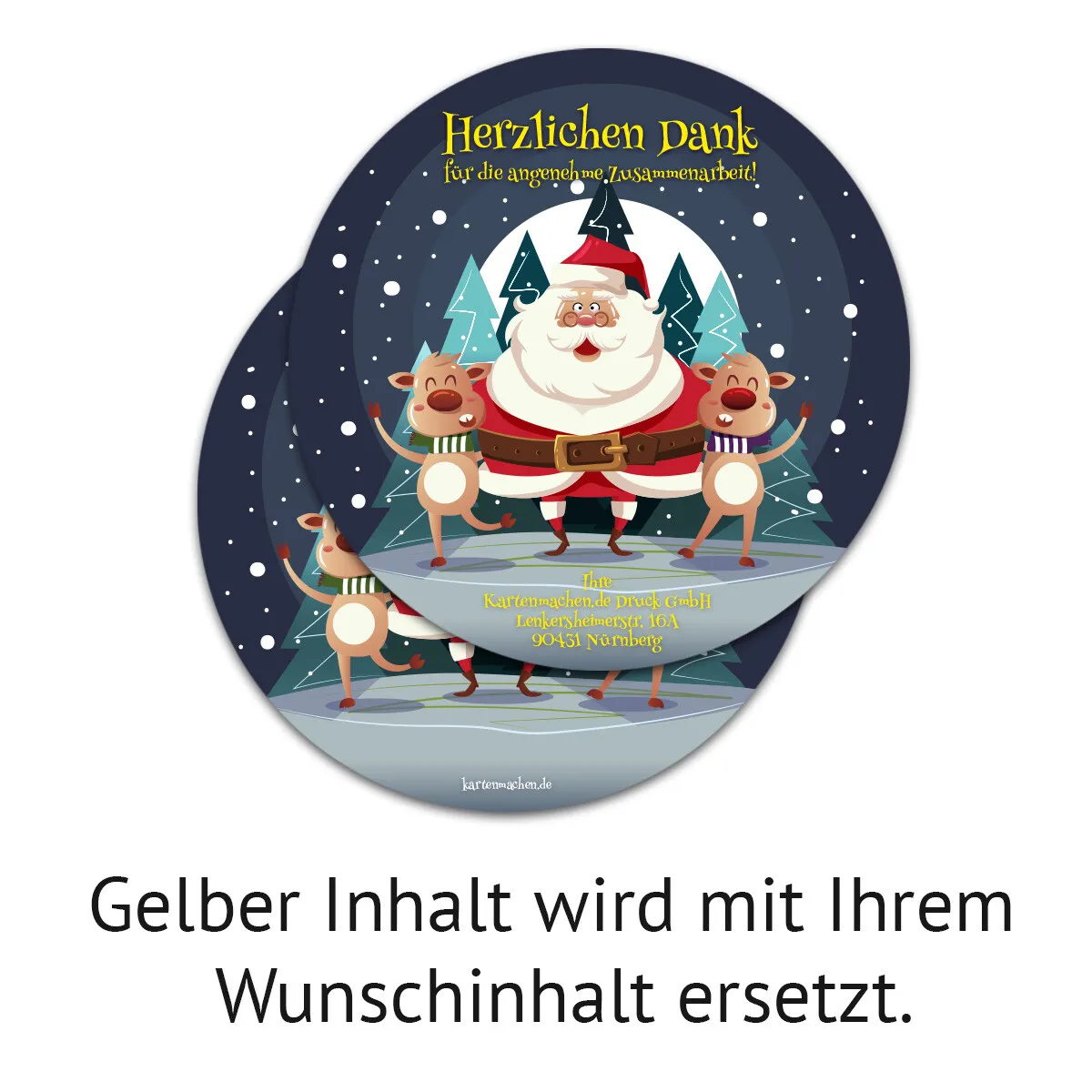 Runde Firmen Weihnachtskarten - Santa Claus