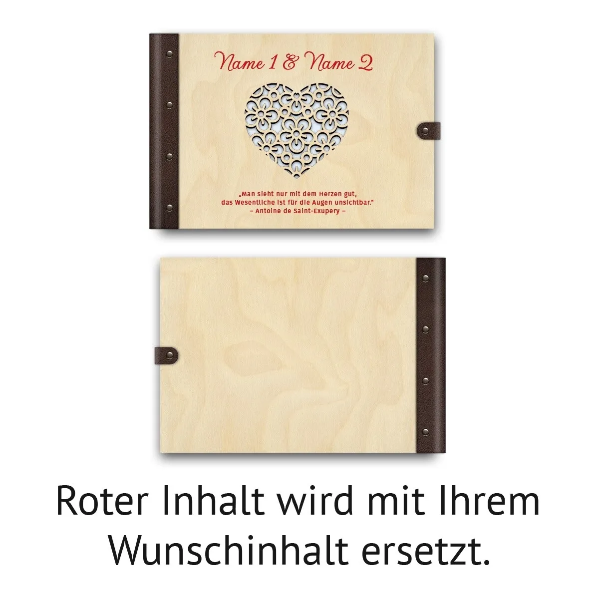 Personalisiertes Hochzeit Gästebuch A4 - Blumenherz