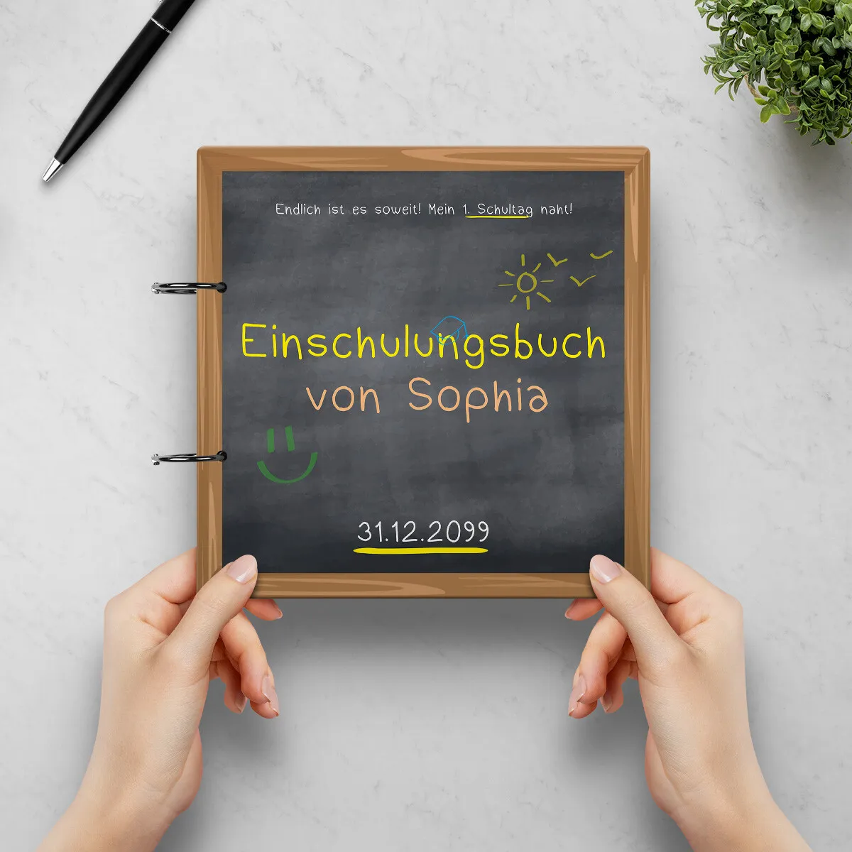 Personalisiertes Einschulung Gästebuch - Schiefertafel Look