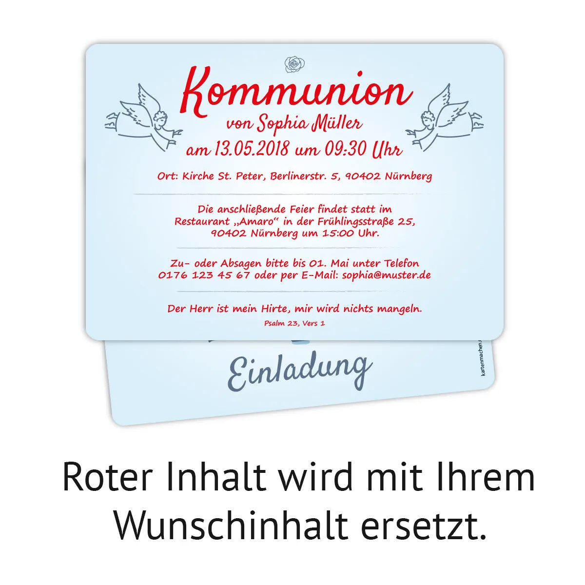 Kommunion Einladungskarten - Engelberührung