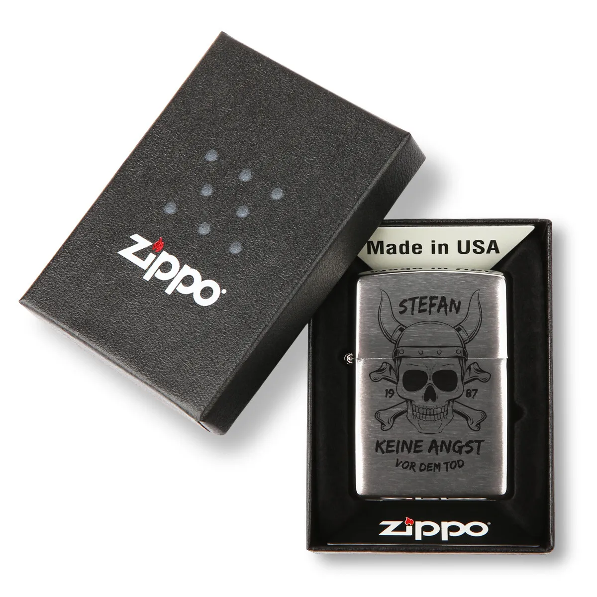 Zippo Sturmfeuerzeug Chrom - Wikinger Totenkopf