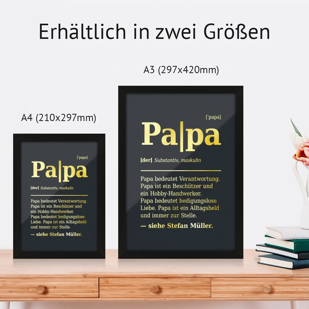 Personalisiertes Kunstdruck Poster mit Heißfolienprägung - Papa Definition