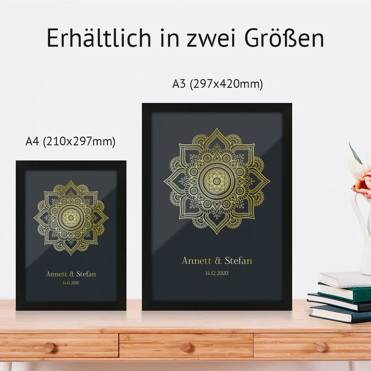 Personalisiertes Kunstdruck Poster mit Heißfolienprägung - Mandala