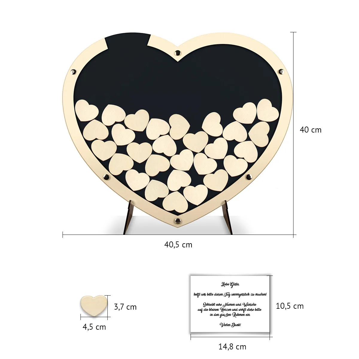 Hochzeit Gästebuch Alternative - Herz aus Holz S Anthrazit